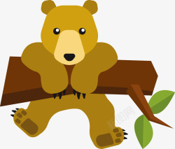 褐色熊趴在木头上的大熊高清图片
