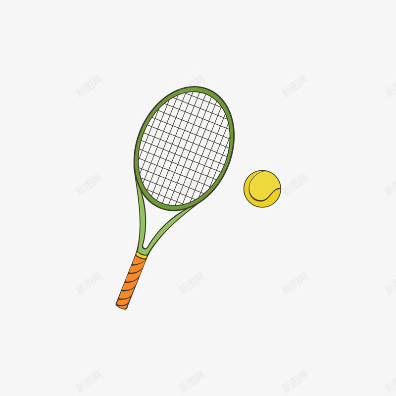黄色网球和绿色网球拍png免抠素材_88icon https://88icon.com 体育 绿色 网球拍 运动 黄色 黄色网球