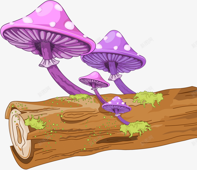 树桩上蘑菇png免抠素材_88icon https://88icon.com 卡通 木头 树木 毒蘑菇