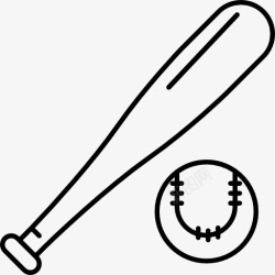 运动队的蝙蝠棒球和球棒图标高清图片
