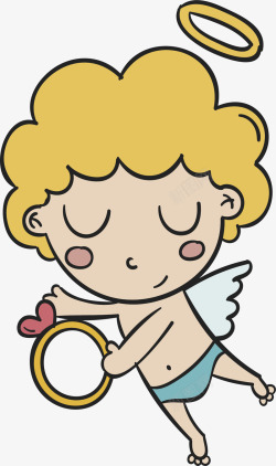 送钻戒的情人节天使矢量图素材