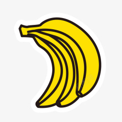 黄色简笔画水果香蕉矢量图素材