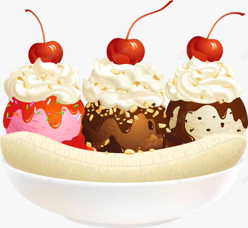 冰淇淋香蕉船手绘海报背景png免抠素材_88icon https://88icon.com 冰淇淋 手绘 海报 背景 香蕉