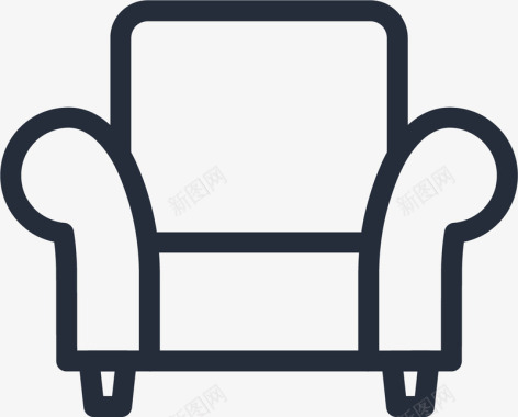 线描边线沙发靠椅矢量图图标图标