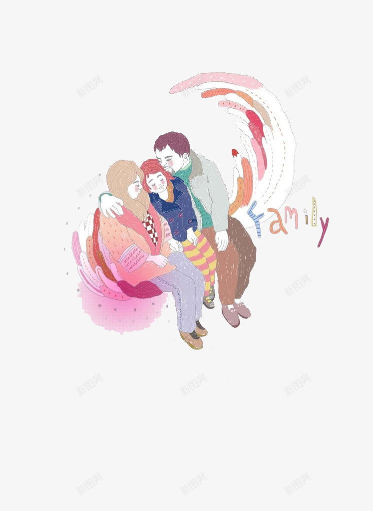 水彩一家人绘画png免抠素材_88icon https://88icon.com family 一个家庭 一家人 水彩绘画