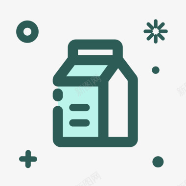 毛衣纹理绿色手绘圆角奶盒元素矢量图图标图标
