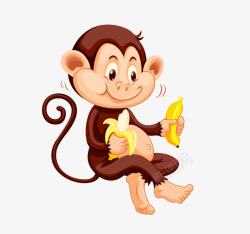 手拿着香蕉坐着的猴子素材