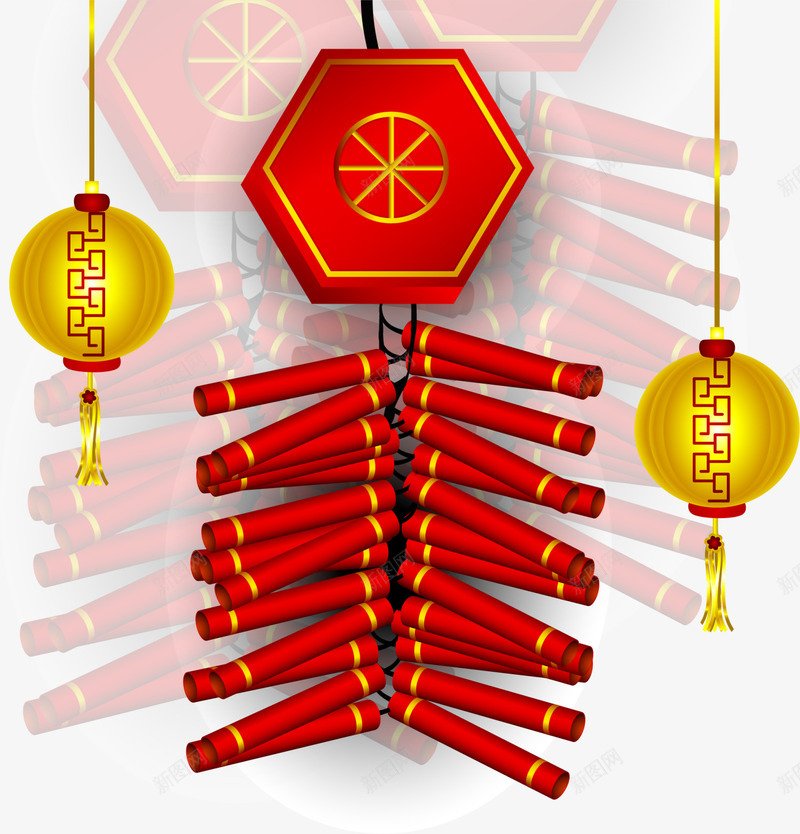 春节红色大串鞭炮png免抠素材_88icon https://88icon.com 大串鞭炮 新年鞭炮 新春鞭炮 春节鞭炮 红色鞭炮 金色灯笼