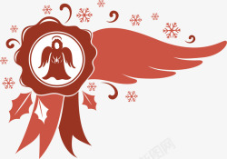 红色天使雪花标签素材