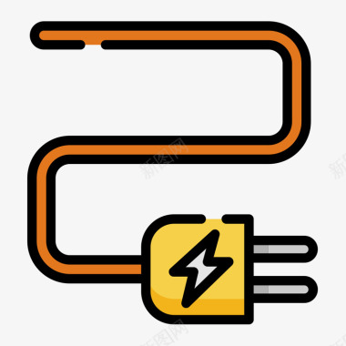 能源图标黄色线稿插座卡通图标矢量图图标