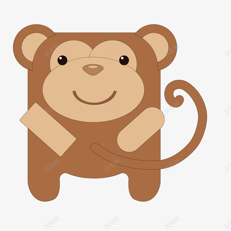 卡通可爱的小猴子贴纸矢量图ai免抠素材_88icon https://88icon.com 几何形 动物设计 卡通 可爱 扁平化 贴纸设计 矢量图
