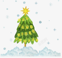 手绘水彩彩灯圣诞树矢量图素材