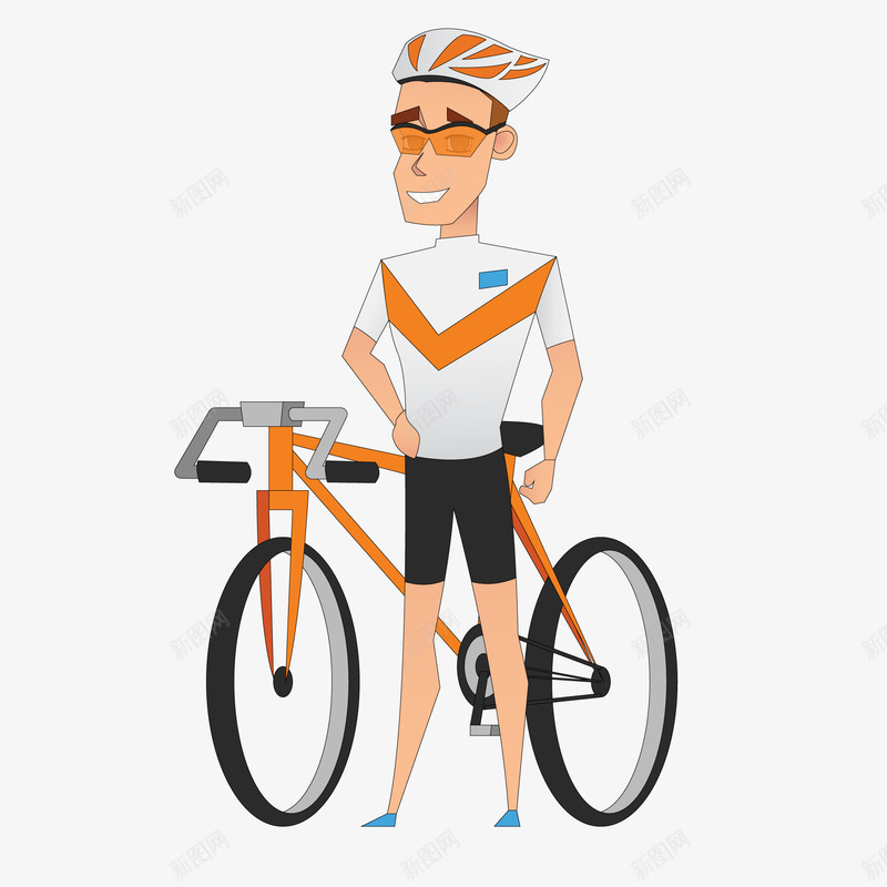 卡通公路自行车比赛矢量图ai免抠素材_88icon https://88icon.com 人物设计 公路自行车 参赛选手 比赛 运动员 矢量图