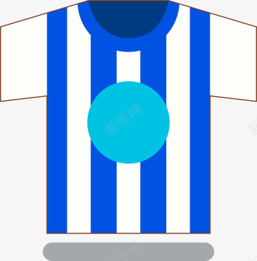 足球比赛卡通手绘蓝白条纹球服案矢量图图标图标