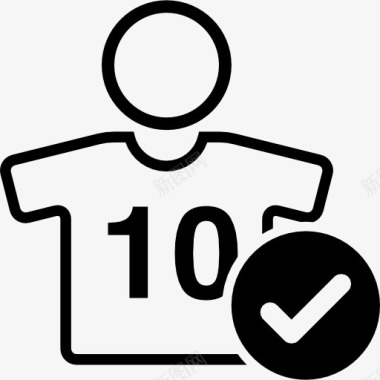 运动足球足球运动员与10号球衣和复选标记图标图标