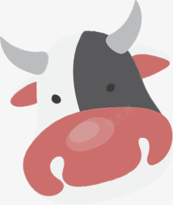 小动物贴纸手绘卡通奶牛标签高清图片