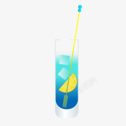 蓝色饮料扁平化洋酒杯矢量图素材