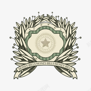 泰国装饰花边叶子花纹徽标徽章图标图标