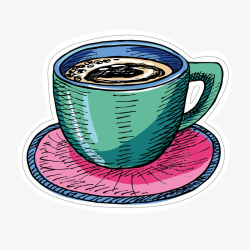 手绘彩色咖啡甜品矢量图素材
