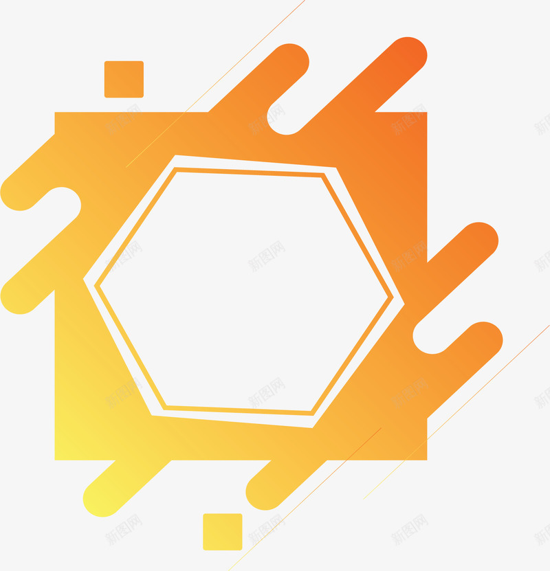 橘黄色六边形边框矢量图ai免抠素材_88icon https://88icon.com 六边形 六边形边框 橘色六边形 矢量png 艺术感 镂空边框 矢量图