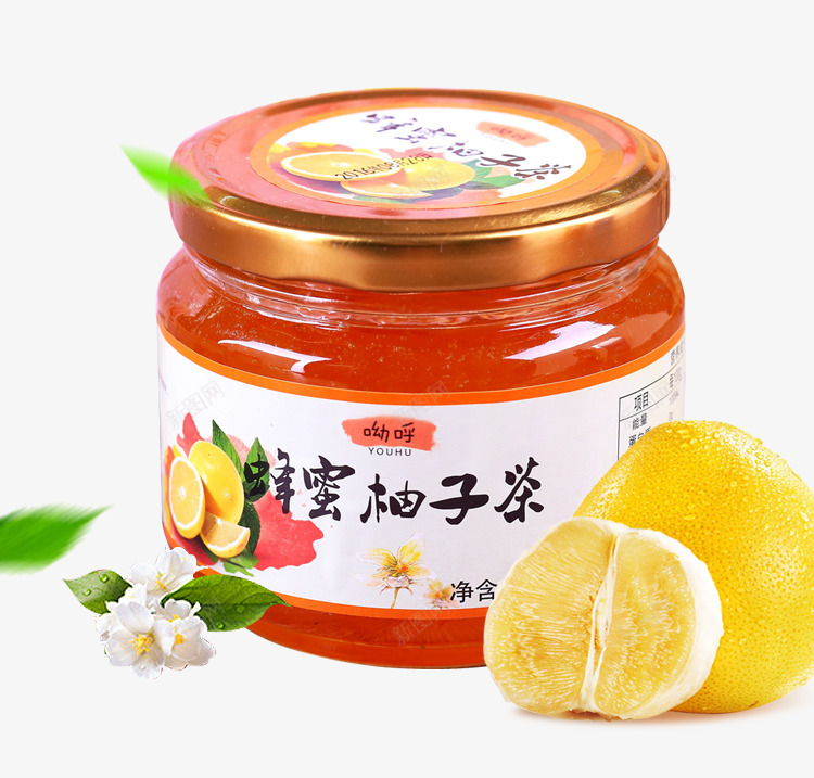 蜂蜜柚子茶png免抠素材_88icon https://88icon.com 柚子 柚子茶 植物 瓶子 蜂蜜