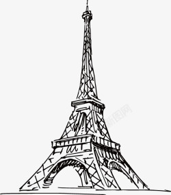 手绘巴黎埃菲尔铁塔线稿素材