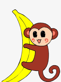 小猴子抱香蕉素材