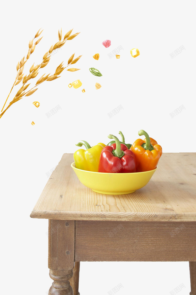 桌子上的食物png免抠素材_88icon https://88icon.com 木桌 稻穗 红色 金色麦穗 青椒 黃色稻穗 黄色