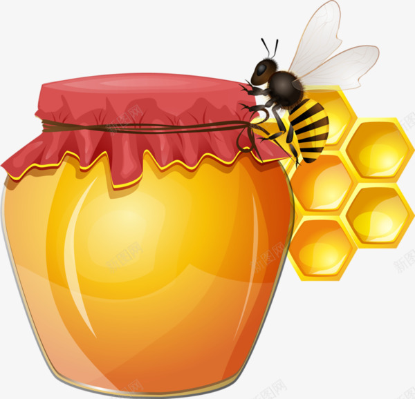 卡通蜂蜜罐子蜜蜂png免抠素材_88icon https://88icon.com 卡通手绘 蜂蜜 蜜蜂