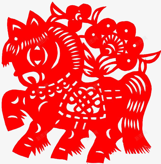 剪纸png免抠素材_88icon https://88icon.com 剪纸 喜庆 新年 窗花 窗贴 红色 马