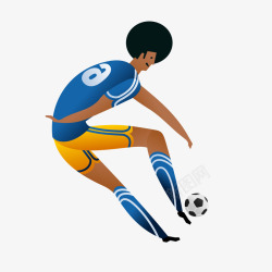 蓝色踢足球卡通踢足球的人物矢量图高清图片