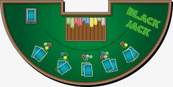 绿色桌子与游戏纸牌矢量图素材