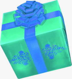 蓝色丝带花纹礼盒开业素材