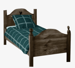 木头床手绘木头床高清图片