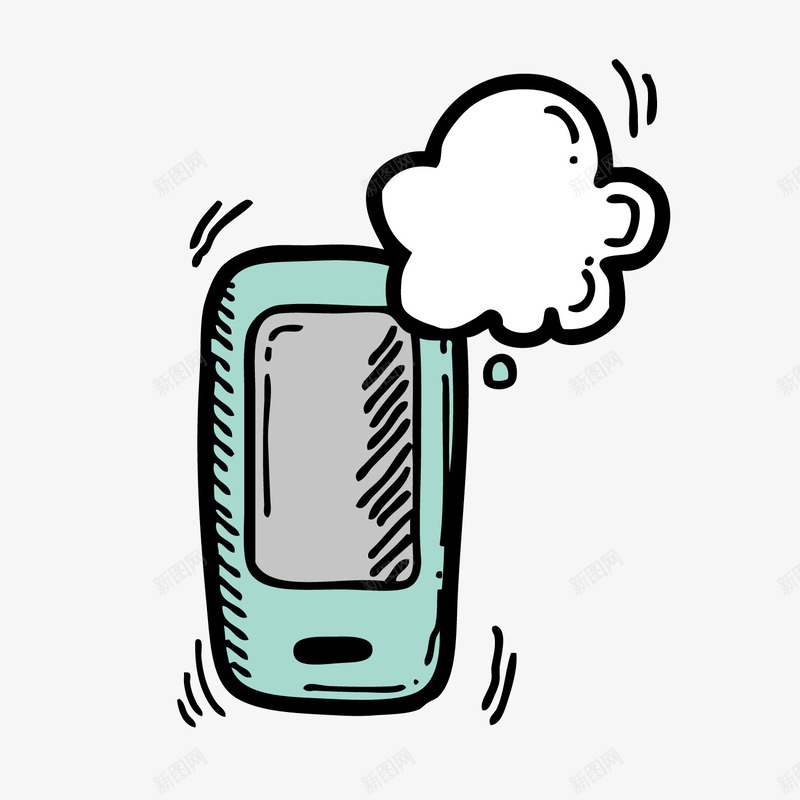 蓝色手机矢量图ai免抠素材_88icon https://88icon.com 商务 手机 手绘 白云 矩形 科技 线稿 矢量图