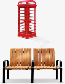 一站式服务电话亭和座椅地产装饰元素高清图片