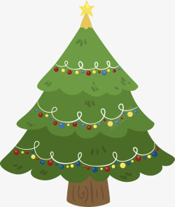 可爱彩灯的圣诞树矢量图素材