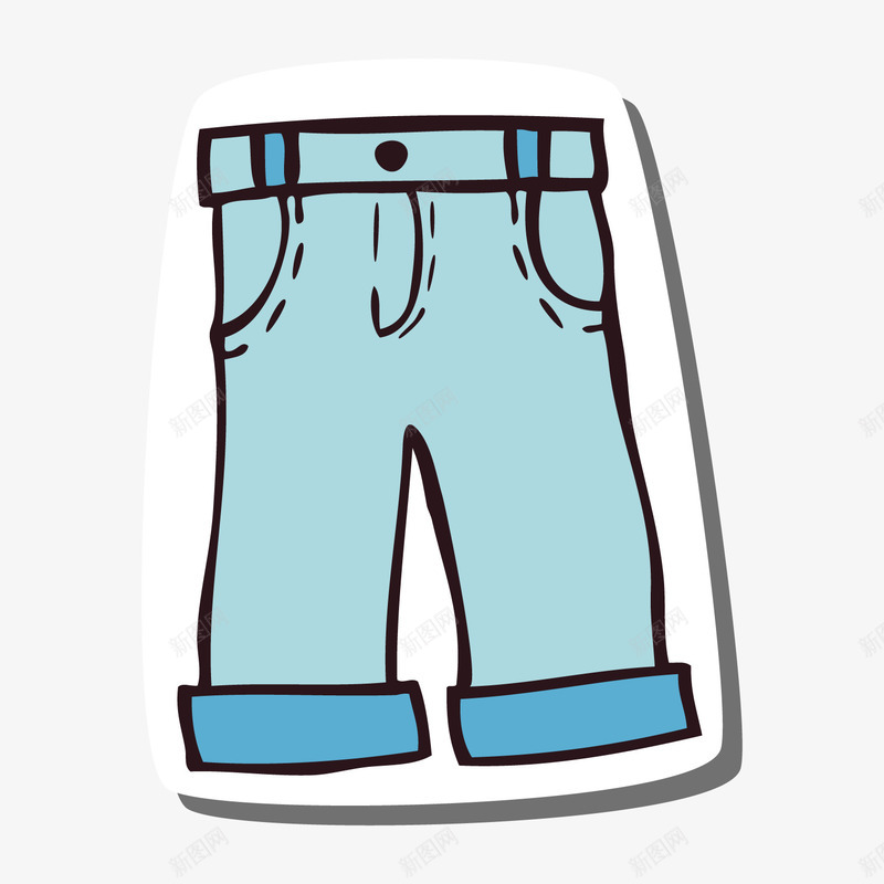 蓝色手绘牛仔裤卡通贴纸矢量图ai免抠素材_88icon https://88icon.com 卡通贴纸 圆角 扁平化 手绘 服装 漫画衣服 矢量图 蓝色 衣服