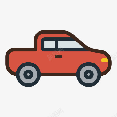 红色小汽车免抠红色手绘圆角小汽车元素矢量图图标图标