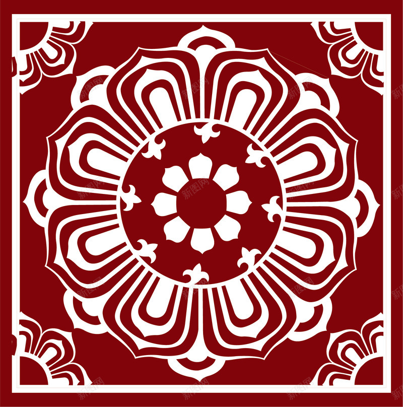 红色花纹矢量图ai免抠素材_88icon https://88icon.com 卡通 折纸花 方形 红色 红色纸花 纸花 矢量图