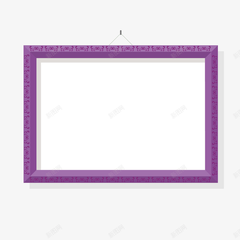 卡通紫色矩形悬挂边框png免抠素材_88icon https://88icon.com 卡通 悬挂 相框 矩形 紫色 边框