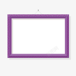 卡通紫色矩形悬挂边框素材