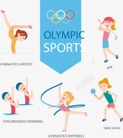 手绘卡通奥运会比赛项目矢量图素材