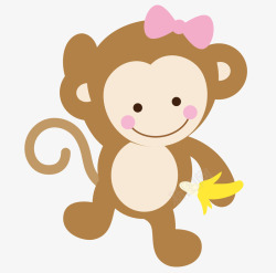 手绘小猴子吃香蕉素材