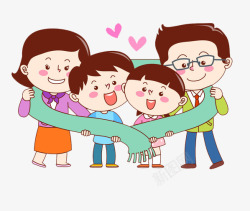 戴围巾的一家人素材