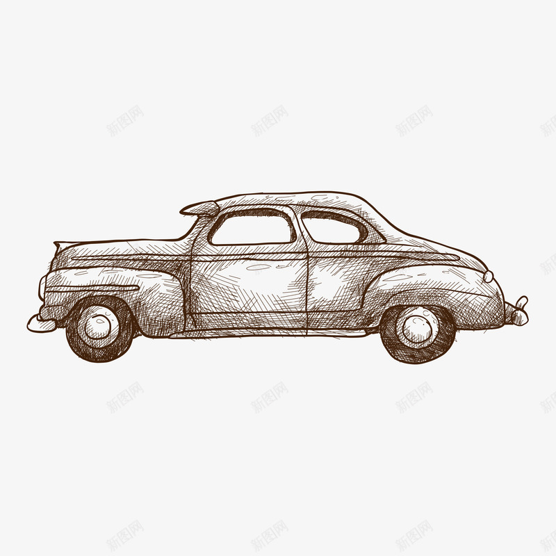 车辆素描png免抠素材_88icon https://88icon.com 旧时代 梭型车 线稿