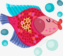 卡通可爱亲嘴鱼动物贴纸矢量图素材