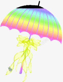 手绘卡通海报雨伞颜色效果素材