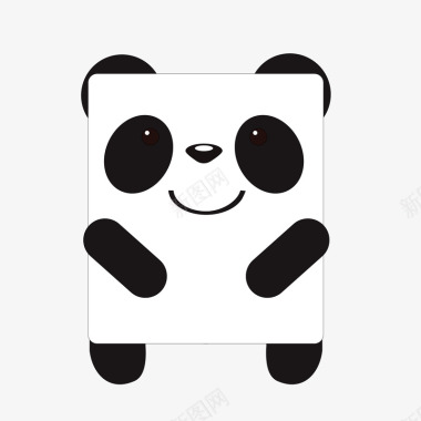 卡通熊猫动物贴纸矢量图图标图标