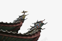 中国传统镂空雕刻彩色屋檐素材